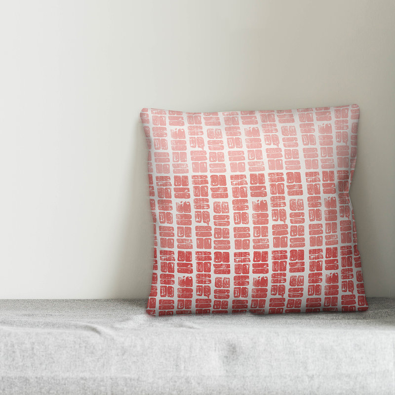  Coussin lombaire abstrait intérieur / extérieur, Polyester / Bourre en polyester, Rose / rouge brique / rouge chinois