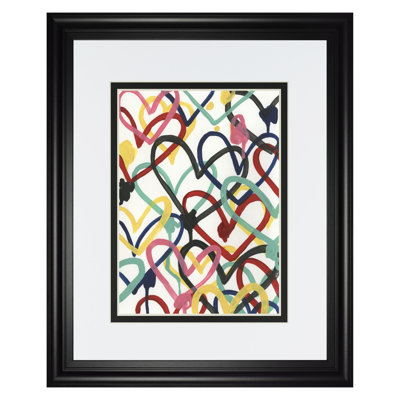 Art mural coeurs colorés - 34 po x 40 po - Cadre noir