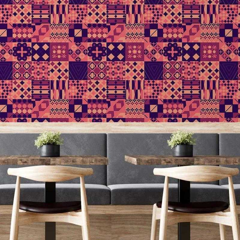 Rouleau de papier peint pelez et collez, Rose / noir, L 126 po x l 24 po