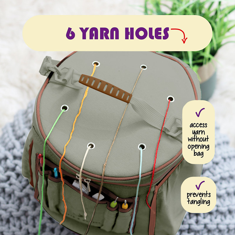 Sac de rangement en crochet et accessoires, Vert sauge