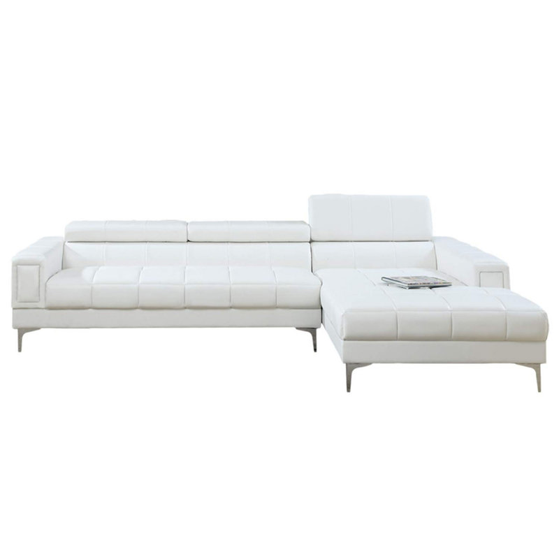 Canapé et méridienne Antley Amdad, Cuir assorti blanc