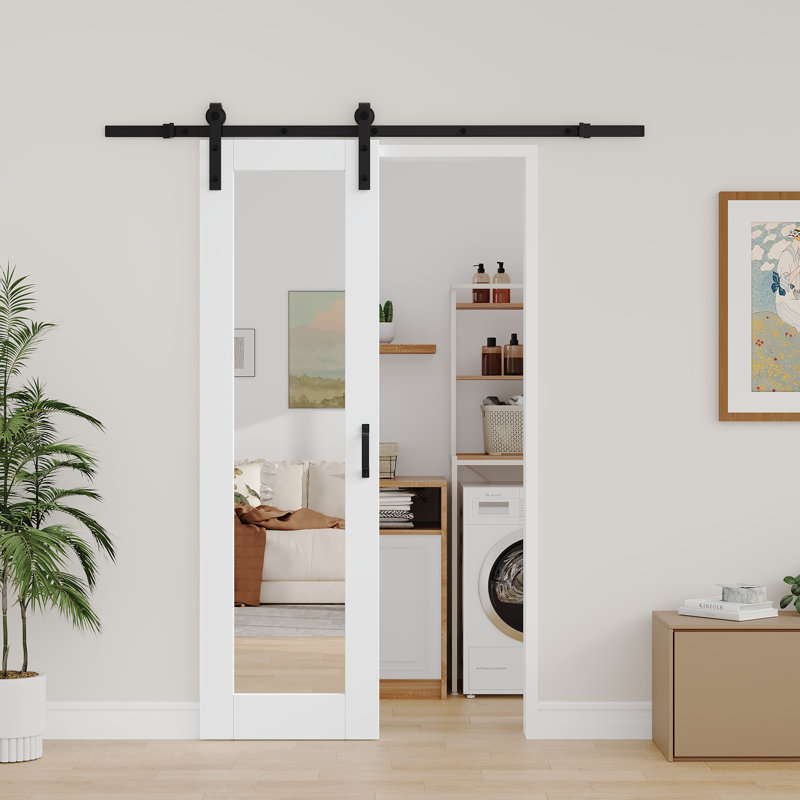 Porte de grange en bois massif 1-Lite, 24''x80'', Standard