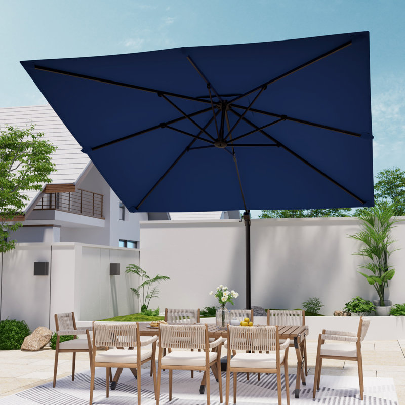 Parasol en porte-à-faux 10 x 10 pi avec base, Noir, noir, noir, noir