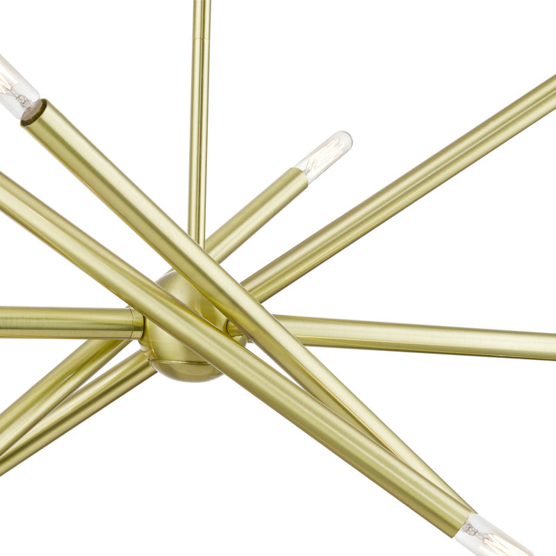 Lustre linéaire spoutnik moderne à 10 lumières Asherah, Laiton satiné