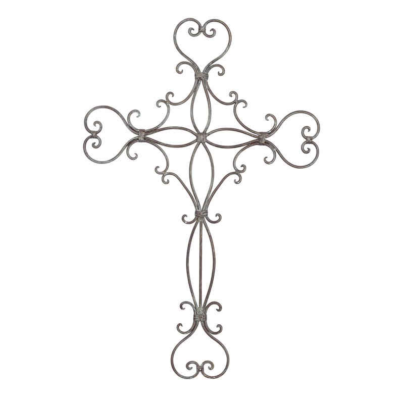 Metal Scroll Cross Black Wall Decor