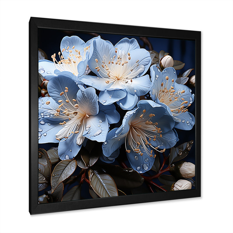 Un bouquet de rhododendrons III, Cadre simple noir, H 36 po x l 36 po x P 1,5 po