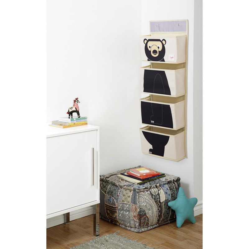 3 Sprouts - Children's Nursery Over the Door Organizer with Hooks - Bear