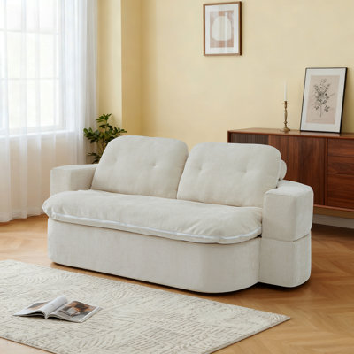 Canapé-lit moderne avec 2 coussins, canapé-lit en velours côtelé rembourré de mousse, aucun assemblage requis, coussin de canapé convertible se déplie en courtepointe, matelas pliant pour le salon, salle de jeux