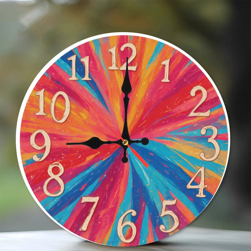 Radial Burst Clock Face With Numbers