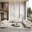 Ensemble de salon rembourré 3 pièces avec causeuse et canapé - canapé modulaire surdimensionné en chenille-604993603-624798939