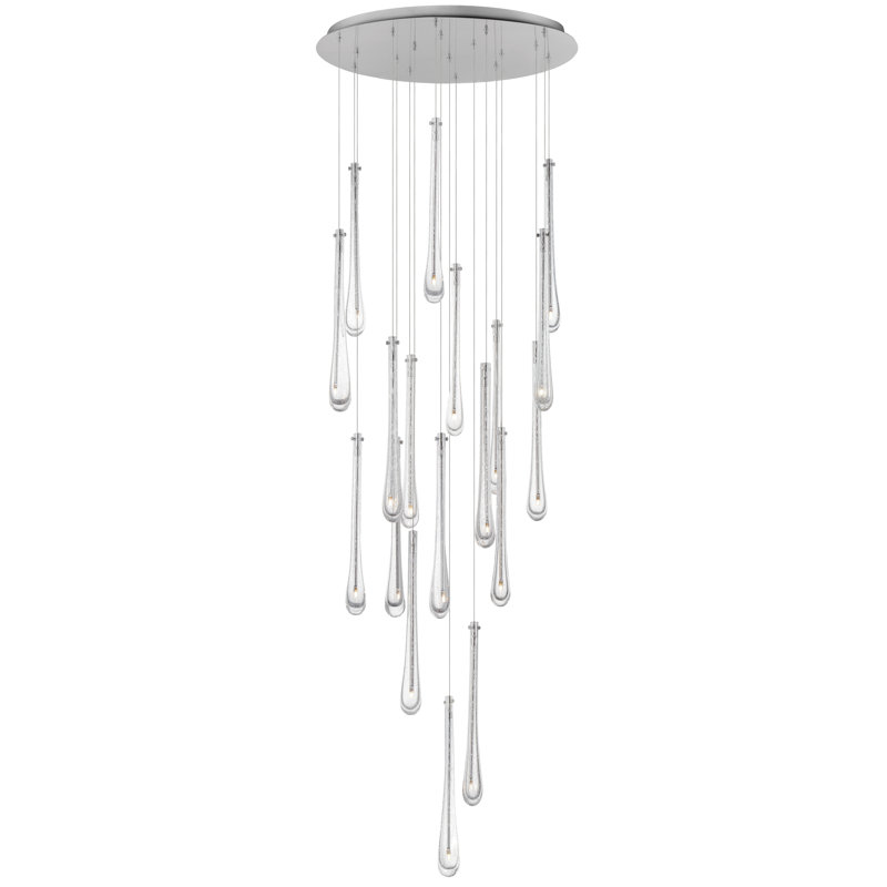 Luminaire suspendu à 18 lumières, Nickel satiné
