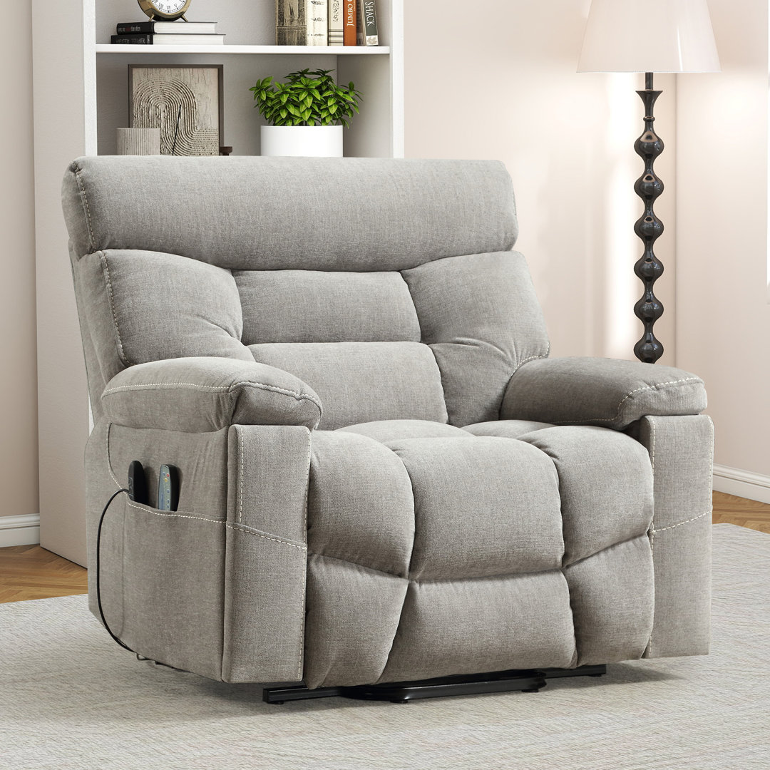 43.3'' Modern Premium  Chenille Power Lift Assist Recliner Chair with Heated Massage & Side Pocket Latitude Run® Upholstery 