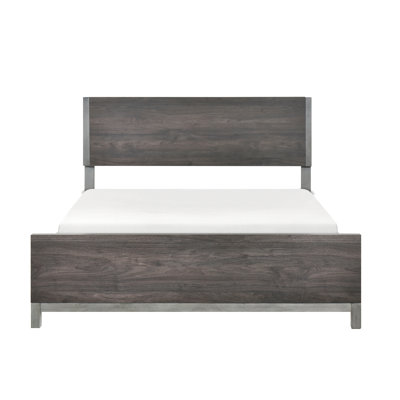 Chambre à coucher, grand lit, simplicité moderne, gris brunâtre et argent antique au design épuré et à la finition
