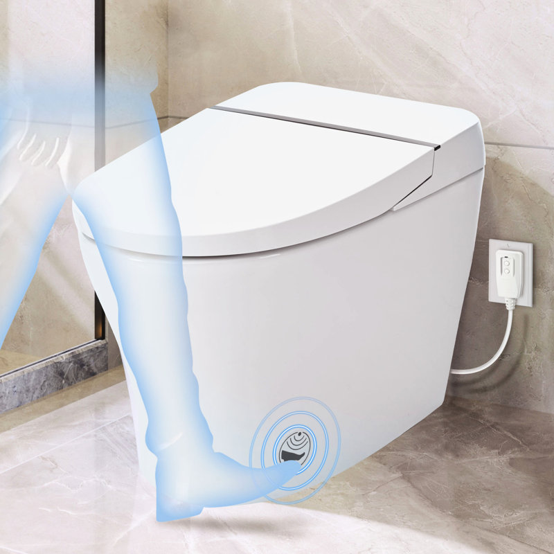 Compact Dual Flush Toilet With Self-Cleaning Wand, Foot Sensor Flush, White Night , Knob Control, Cold Water Wash, Strong Soft Close, , Immaculate Smart 1/1.28 ,
