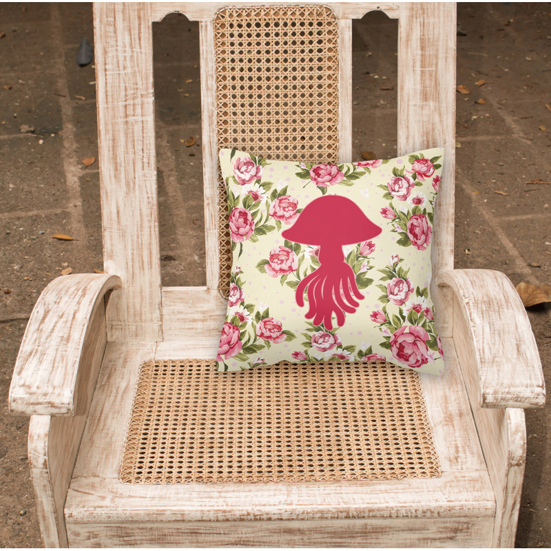  Coussin décoratif floral 14 po Jellyfish Shabby Elegance, Jaune clair