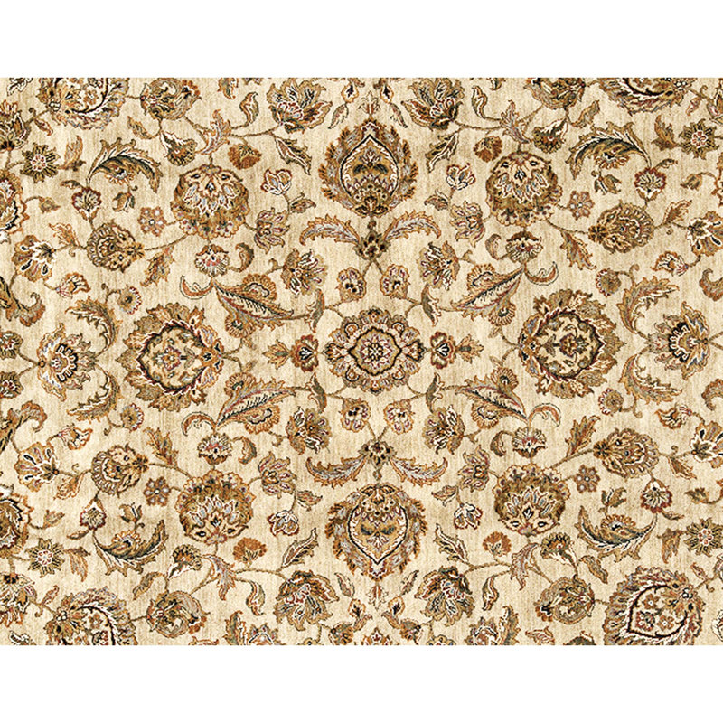 Hand Knotted Wool Area Rug in Camel And Green Olive