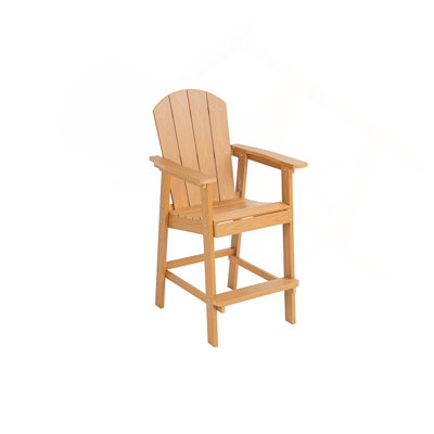 Lounge chair teak color, suitable for all seasons: Outdoor lounge chair, made of sturdy material, equipped with 304 stainless steel accessories.