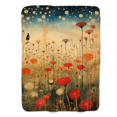Jeté en sherpa de qualité supérieure Fairy in Flowers Forest - 1 pièce