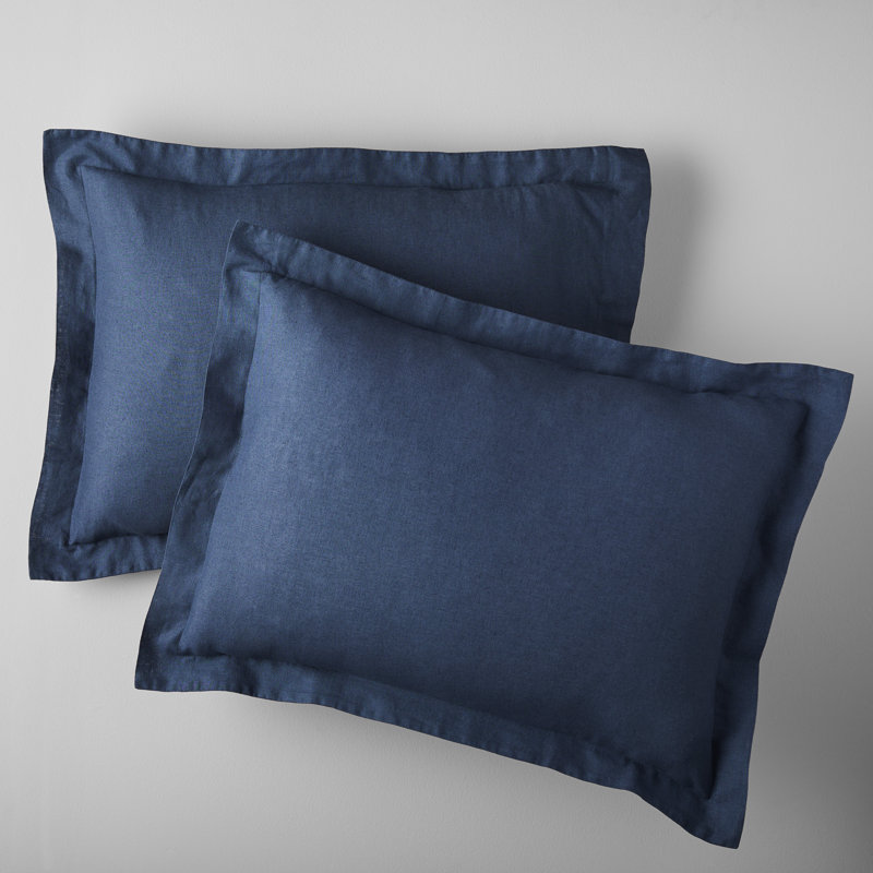 Jeffen Linen Blend Duvet Set, Full/Queen Duvet Cover + 2 Standard Shams, Midnight Navy