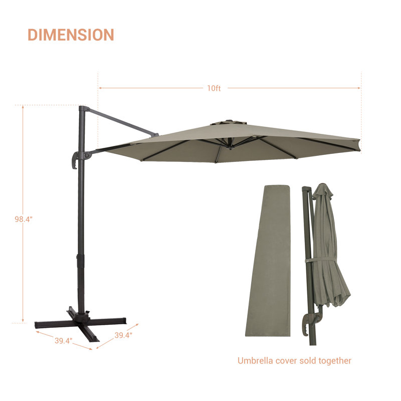 Dobromila 120'' Cantilever Umbrella, Taupe