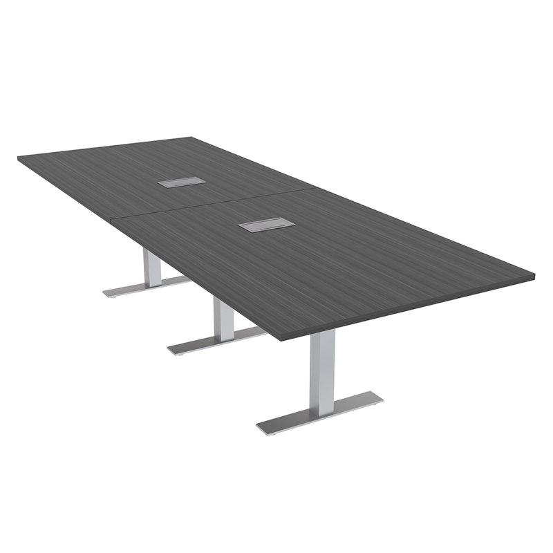 Table de conférence rectangulaire avec base en T en métal | Unité électrique, Nuit asiatique, Argent argent