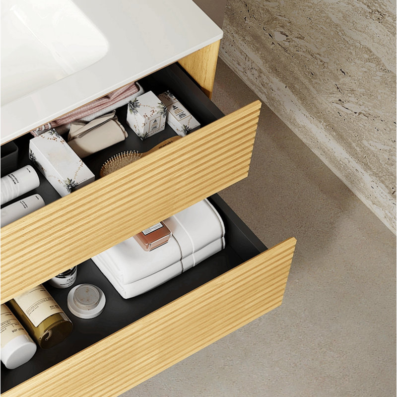 Dessus de meuble-lavabo en marbre, comptoir blanc avec trous de robinet pré-percés, comptoir de salle de bain avec lavabo central rectangulaire encastré et dosseret de 4 po de hauteur, Bianco Carrara Venato