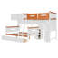 Lit superposé en bois blanc avec garde-robe et DEL