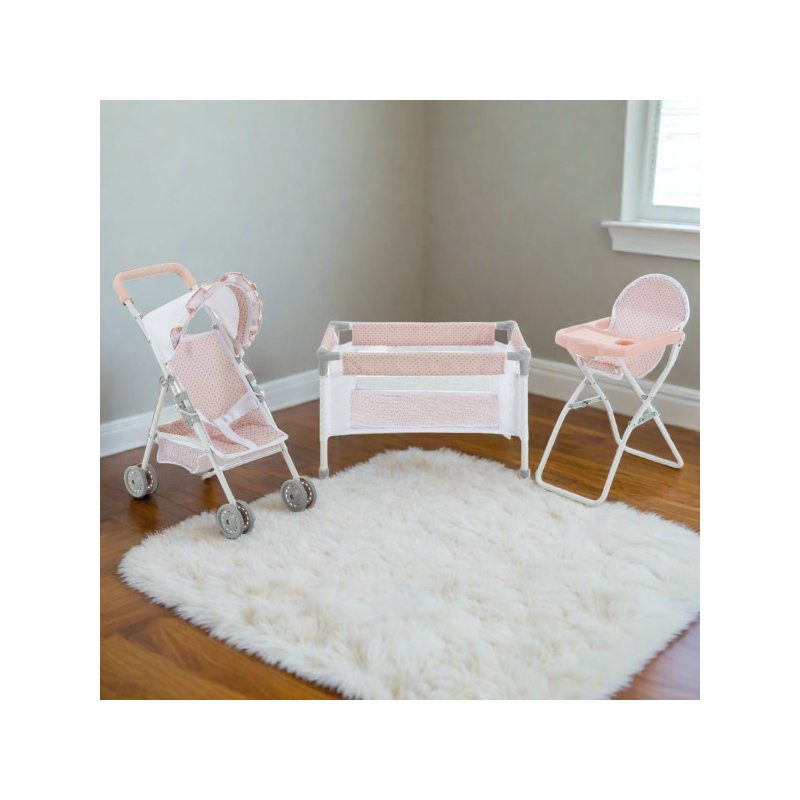 Olivia's Little World Doll Furniture Set Polka Dot Princess - Complete Set in Pink/Gray