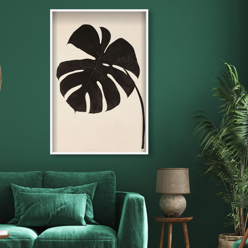 Oliver Gal Dark Leaf I Botanical - Luxury Shadowbox Framed Wall Art, 31.5" H x 21.5" W, White