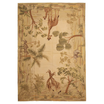 Tapisserie Dynasty Beige kilim 5 pi 11 po x 8 pi 10 po