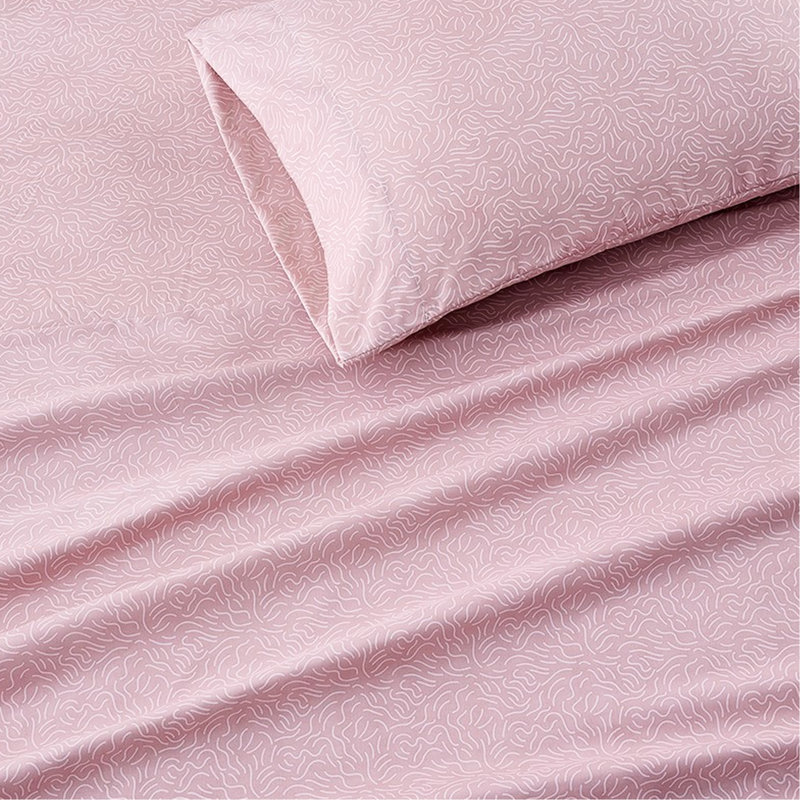 Drap pour grand lit 4 pièces doux et lisse avec motif imprimé gai, 100% microfibre, infroissable pour toutes les saisons, comprend 1 plat l 90 po x L 102 po, l 60 po x L 80 po + P 14 po, 2 taies d'oreiller l 20 po L 30 po