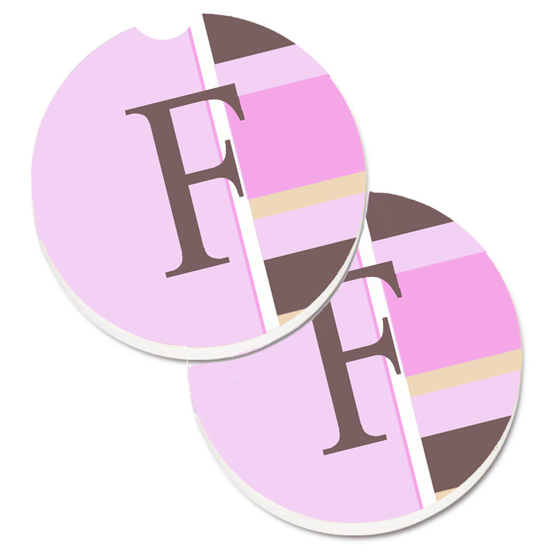Sous-verre voiture monogramme initial, F, Rose