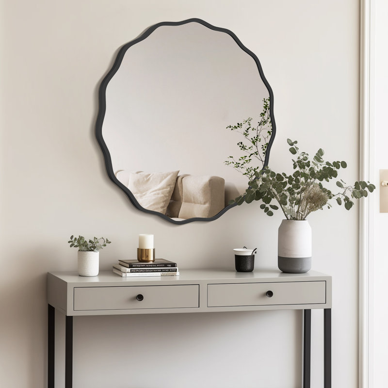 Miroir Elegant, Noir, noir, noir, noir, 28 po x 28 po