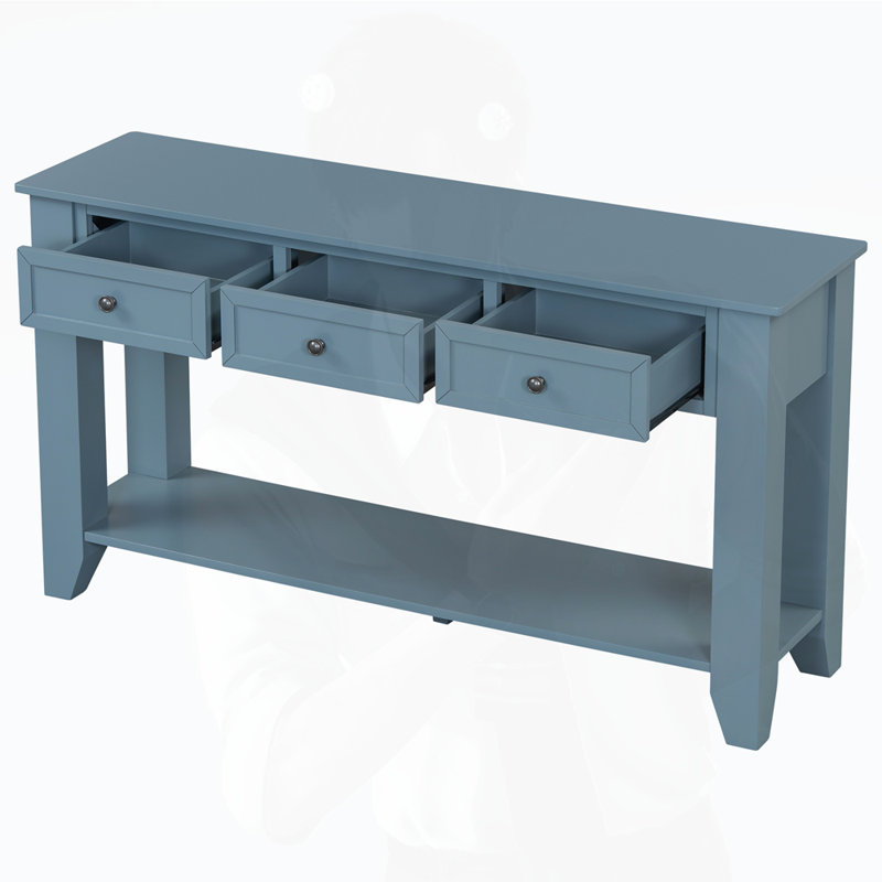 55.4" Modern Entryway Console Table with Drawers, Blue