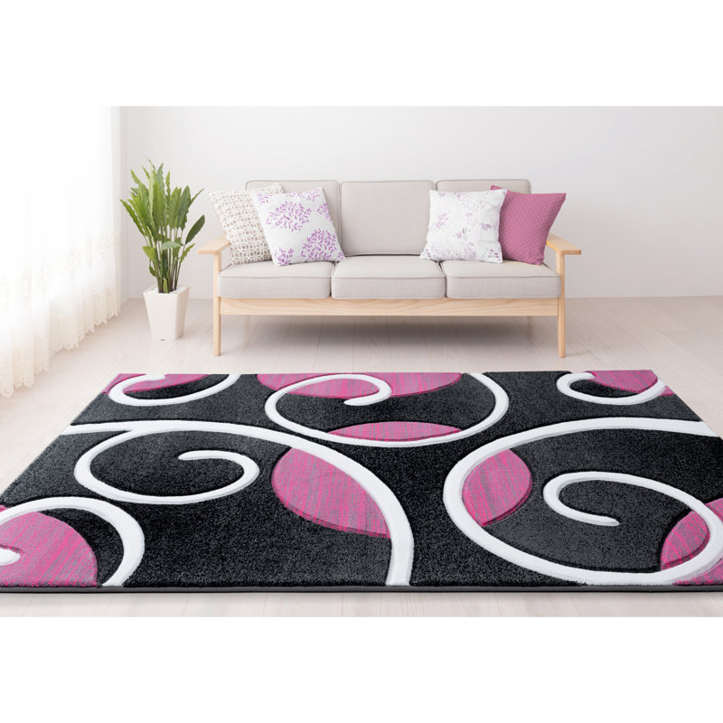 Tapis rose à motif cachemire Zabala, Rectangle 5 pi 3 po x 7 pi 6 po