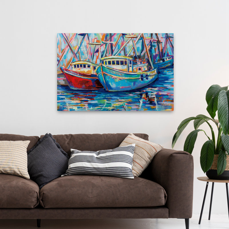 Art duo noir et bleu salé, H 32 po x l 48 po