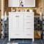 Ensemble de meuble-lavabo 30 po avec lavabo en céramique, armoire de rangement en bois massif, ensemble de meuble-lavabo autoportant avec 4 tiroirs et portes à fermeture douce, blanc-121018229