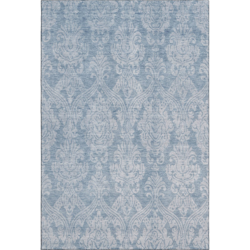 Premium Machine Washable Honig AMF1659 Damask Rug, Rectangle 10' x 14'