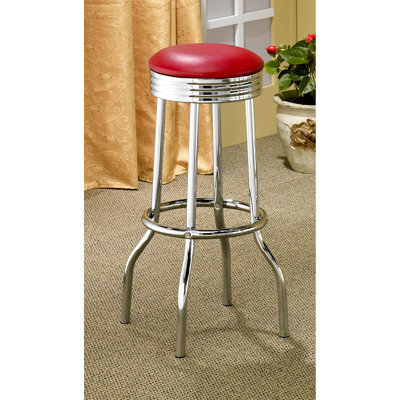 2 tabourets de bar rouges - Style moderne et design vintage des années 50 avec coussin, esthétique diner brillante