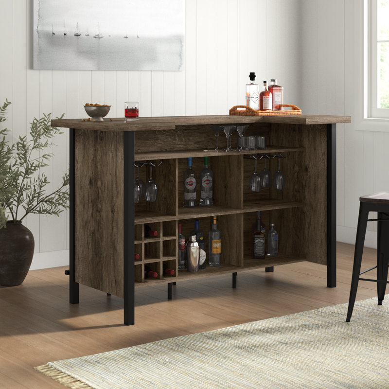 Rustic Modern Farmhouse Home Bar - 70.75''