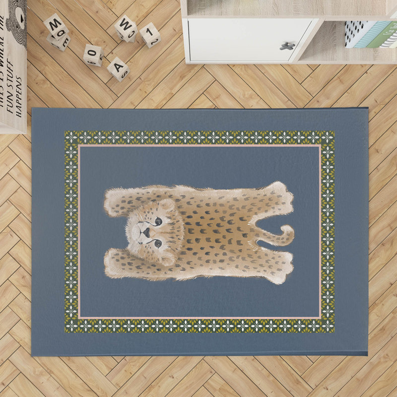 Lil Lying Leopard Kids Play Mat, Slate, Rectangle 3' x 5'