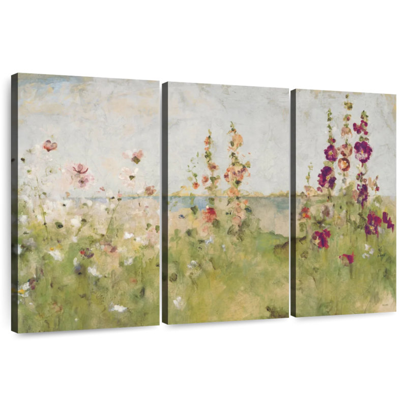Alvord Hollyhocks By The Sea, H 28 po x l 45 po