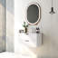 Armoire de meuble-lavabo 31,5 "avec lavabo, armoire flottante murale avec ligne décorative, système de fermeture en douceur, 2 très grands tiroirs, bois massif, pour la salle de bain