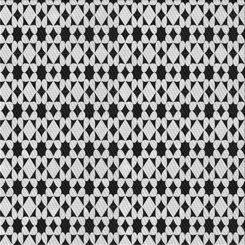 Tapis noir et blanc à motif géométrique, Carré 8 pi