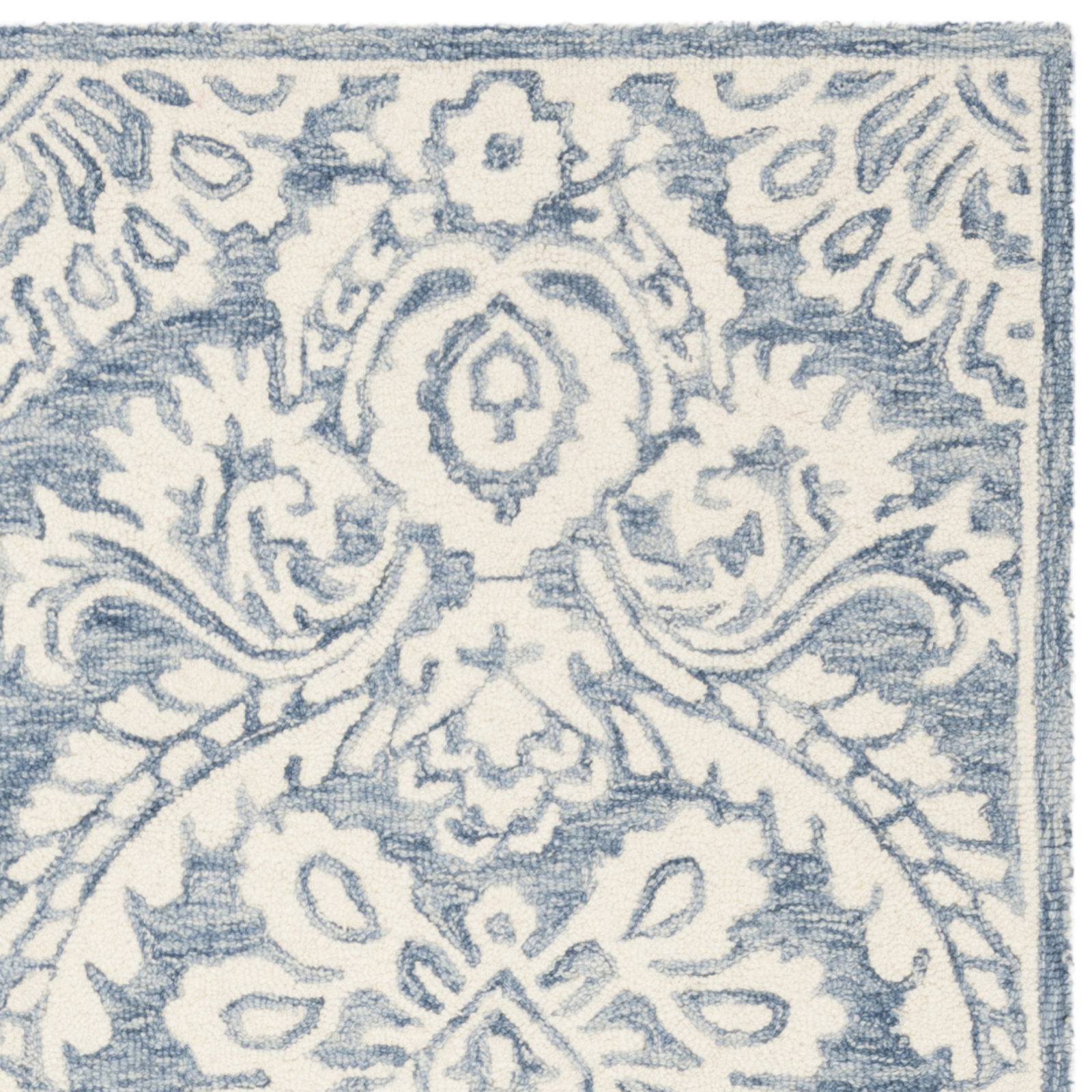 Tansy Blue Ivory Hand-Tufted Wool Rug, Rectangle 2' x 3'