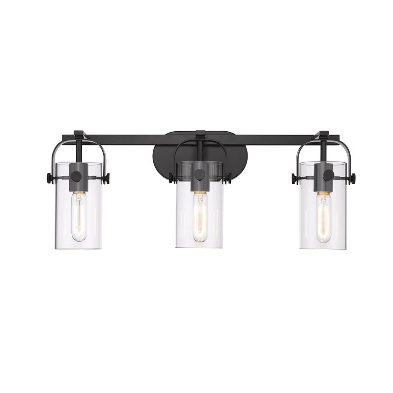 Éclairage pour meuble-lavabo 4 "3 lumières 24" Ameley, Noir mat, H 4 po x l 3,88 po x P 3,88 po, Clair