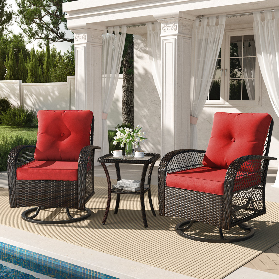 Rauridh 2 - Person Outdoor Furniture Rocking and Swivle Chair with Cushions and Side Table Latitude Run® Cushion 