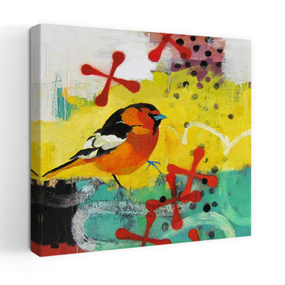 Lune qui patauge, art d'oiseau contemporain