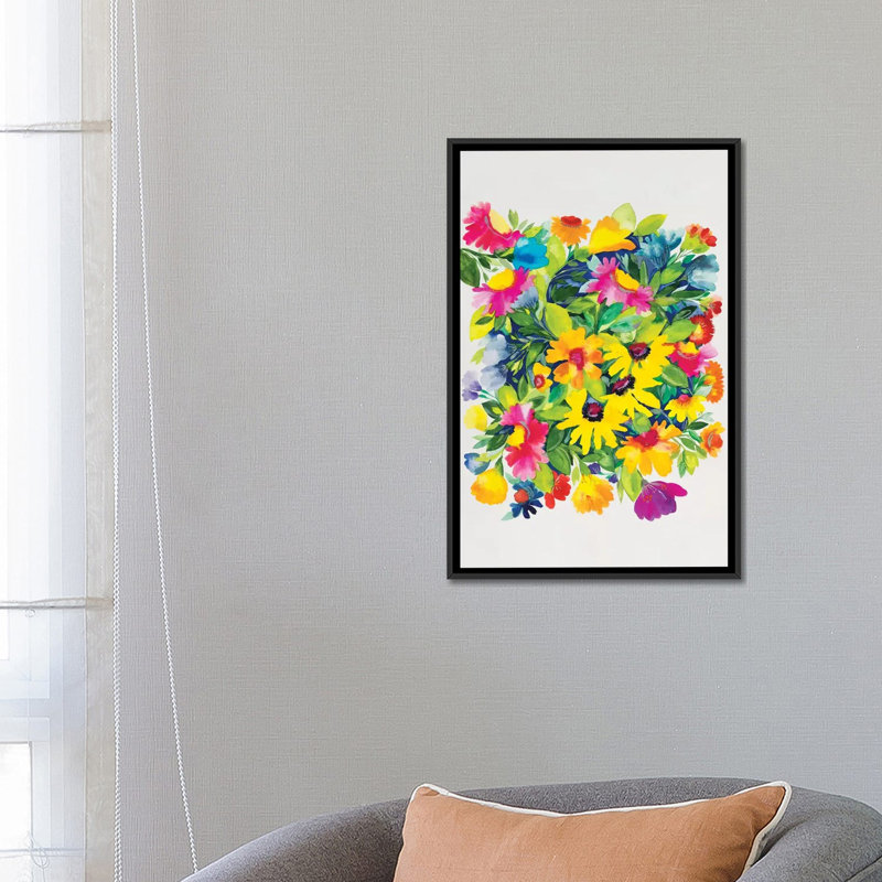 «Late Summers Bouquet», impression sur toile, H 26 po x l 18 po x P 1,5 po, Toile avec cadre flottant noir, Pas de tapis