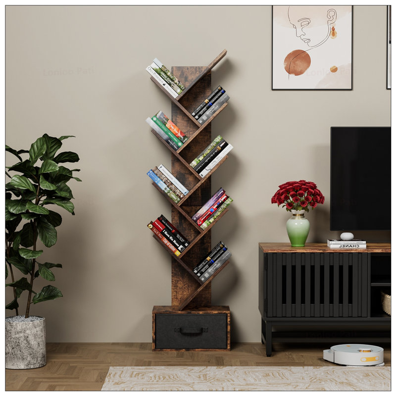 Bibliothèque à 9 niveaux avec tiroir